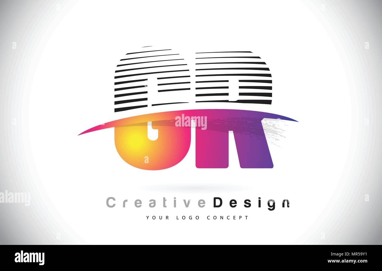 GR G R Letter Logo Design With Creative Lines and Swosh in Purple Brush ...