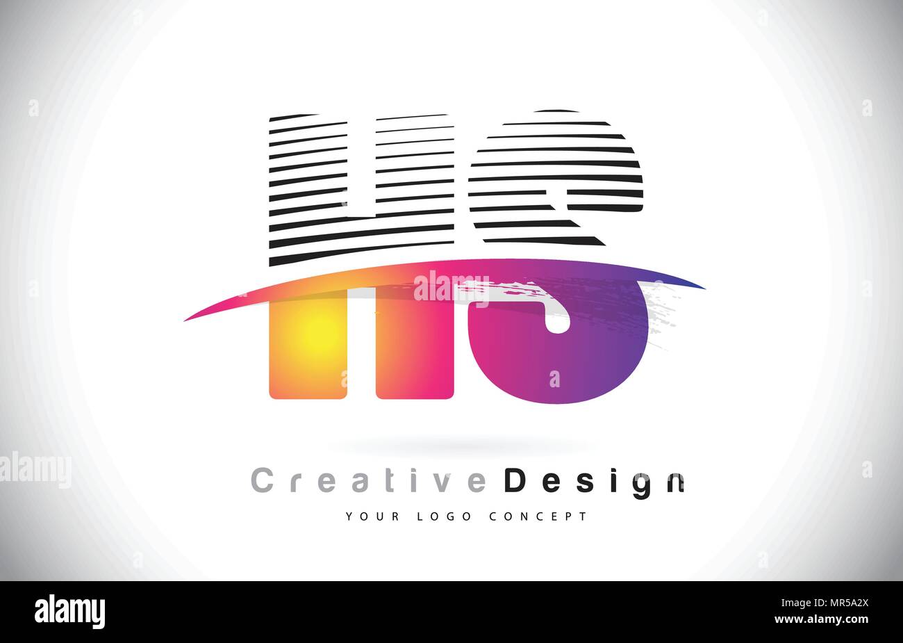 HS H S Letter Logo Design With Creative Lines and Swosh in Purple Brush ...