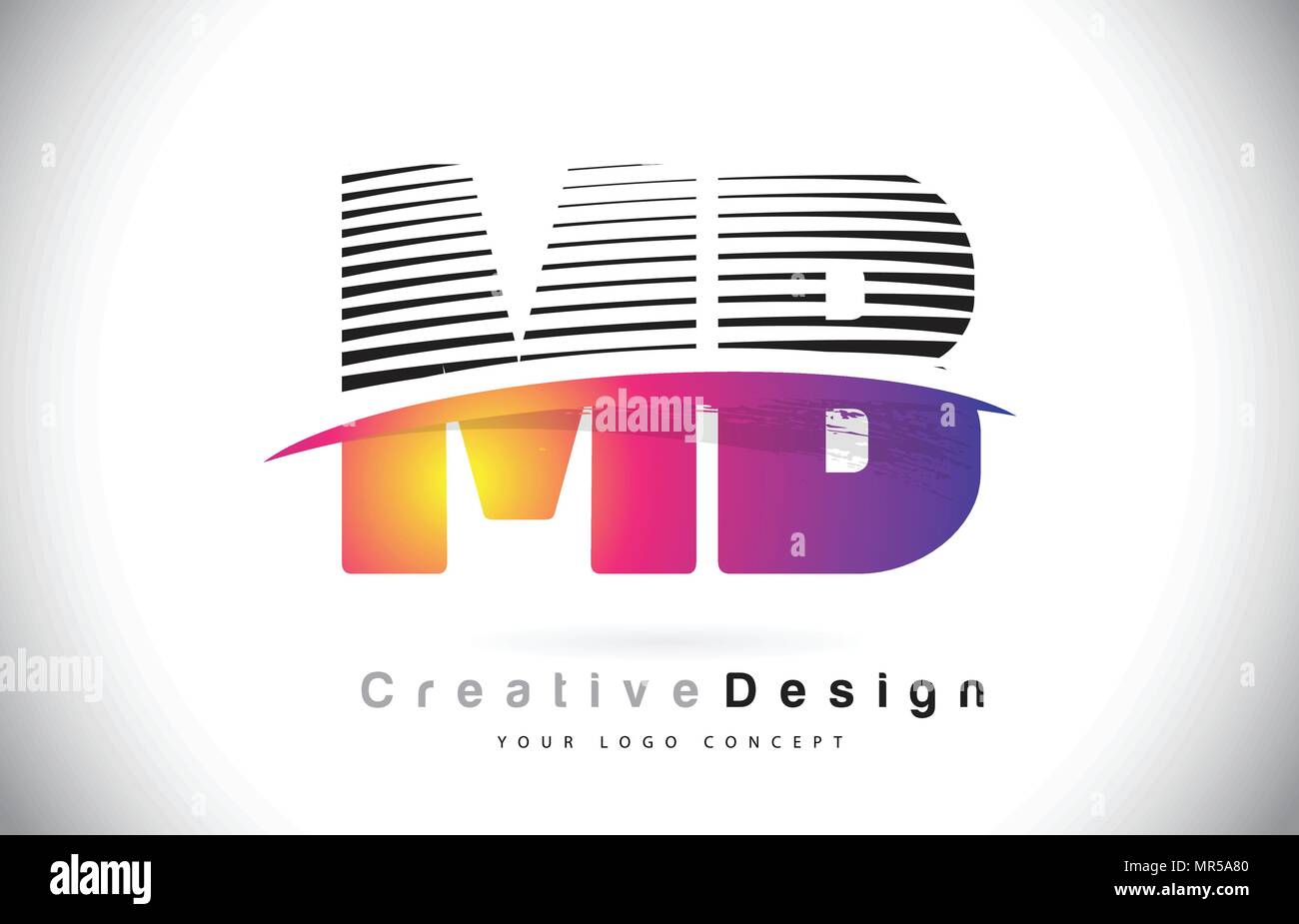 MB M B Letter Logo Design With Creative Lines and Swosh in Purple Brush ...