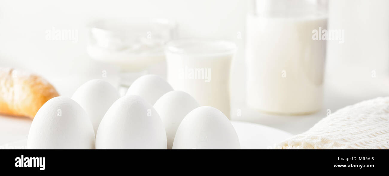 Still life breakfast, morning, protein products milk, cottage cheese, sour cream, cream, cheese