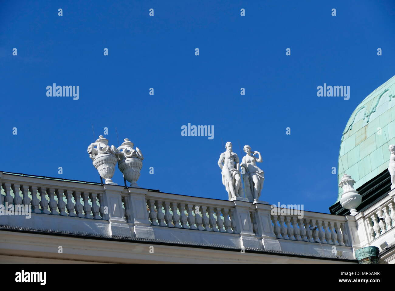 Photograph of the exterior of the Belvedere in Vienna, Austria. The Belvedere is a historic Baroque palace, set in a Baroque park landscape in the third district of the city, on the south-eastern edge of its centre. It houses the Belvedere museum. Dated 21st Century Stock Photo