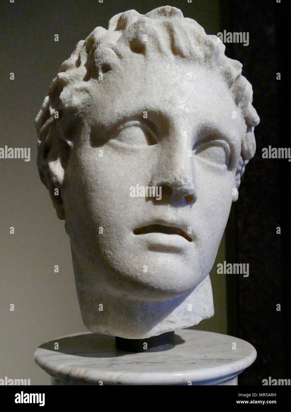 Copy of a 2nd century BC head of the Greek God Ares, God of War. Dated 2nd Century BC Stock Photo
