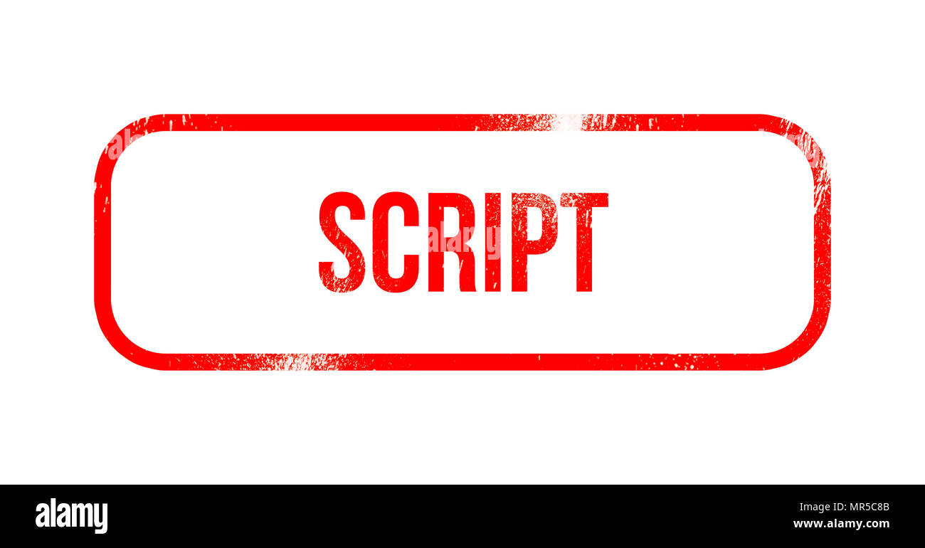 script - red grunge rubber, stamp Stock Photo - Alamy