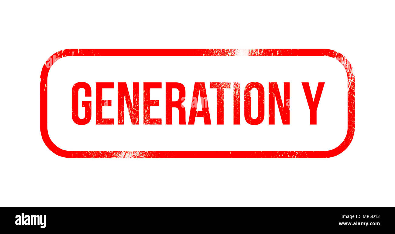 Generation Y - red grunge rubber, stamp Stock Photo