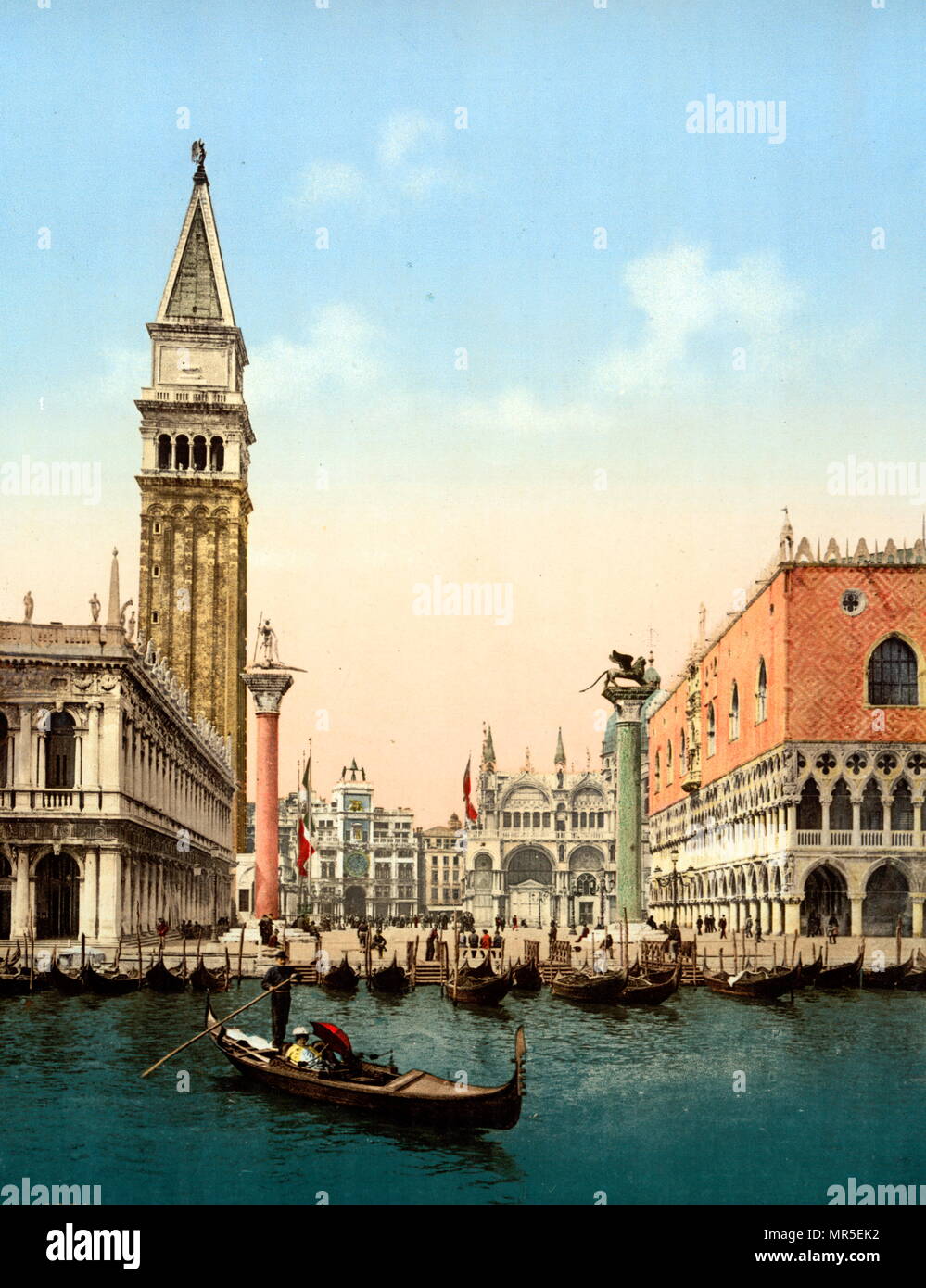 Piazza San Marco with Campanile and Doge's Palace, two years before the Campanile collapsed in 1902. Stock Photo