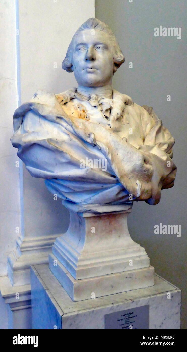 Portrait of Ivan Shuvalov 1767, by André Lebrun І737-1810. Marble. Ivan Ivanovich Shuvalov ( 1727 – 1797) was called the Maecenas of the Russian Enlightenment and the first Russian Minister of Education Stock Photo