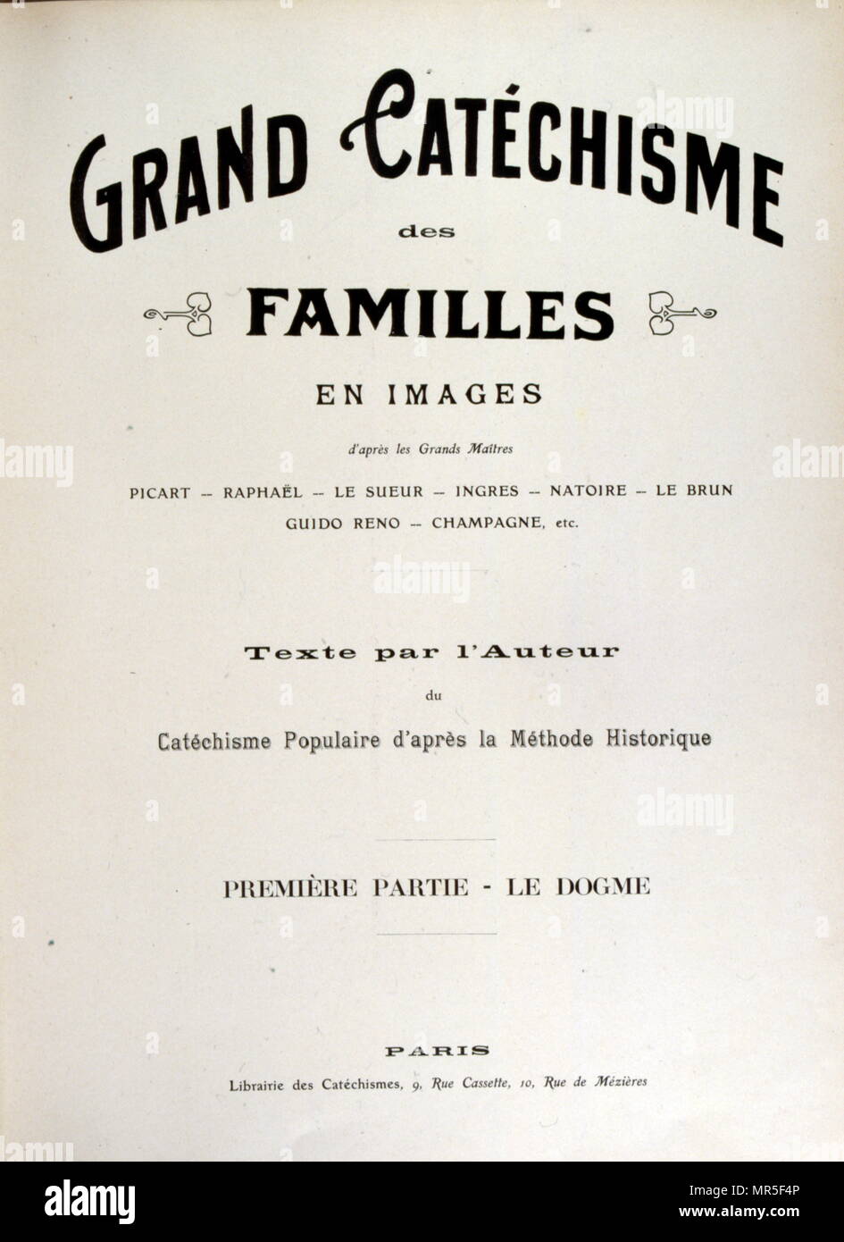 Title page of the 'Grand Catechism for Families'. 1907 Stock Photo