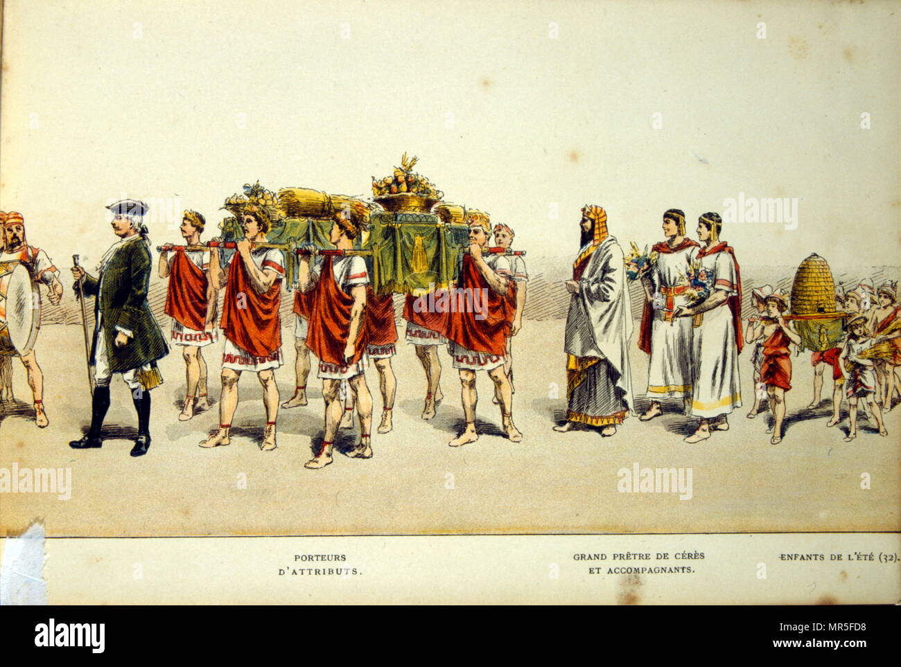 Illustration of the 1889, Fête des Vignerons (Winegrowers Festival). Traditional celebration held five times a century in Vevey, Switzerland. Organized by the Brotherhood of Winegrowers of Vevey since 1797. The committee's free to choose the time intervals between parties, maximum being five times per century. Until now, the interval between two parties has varied between 14 and 28 years. The next edition will take place in 2019, 20 years after the previous one (1999). The show pays tribute to the world of wine, several performances take place on the Market Square along Lake Geneva's shores. Stock Photo