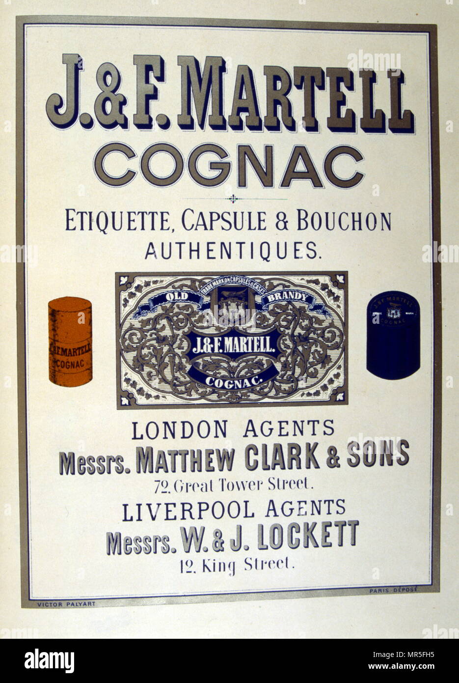 Advert for Martell, brandy Cognac.  1877 Stock Photo