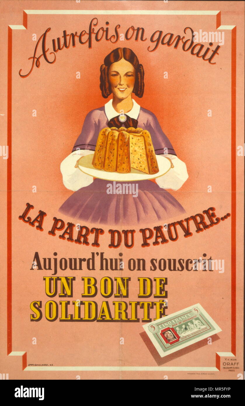 French world war two poster appealing for citizens to raise funds by buying bonds in Vichy France Stock Photo