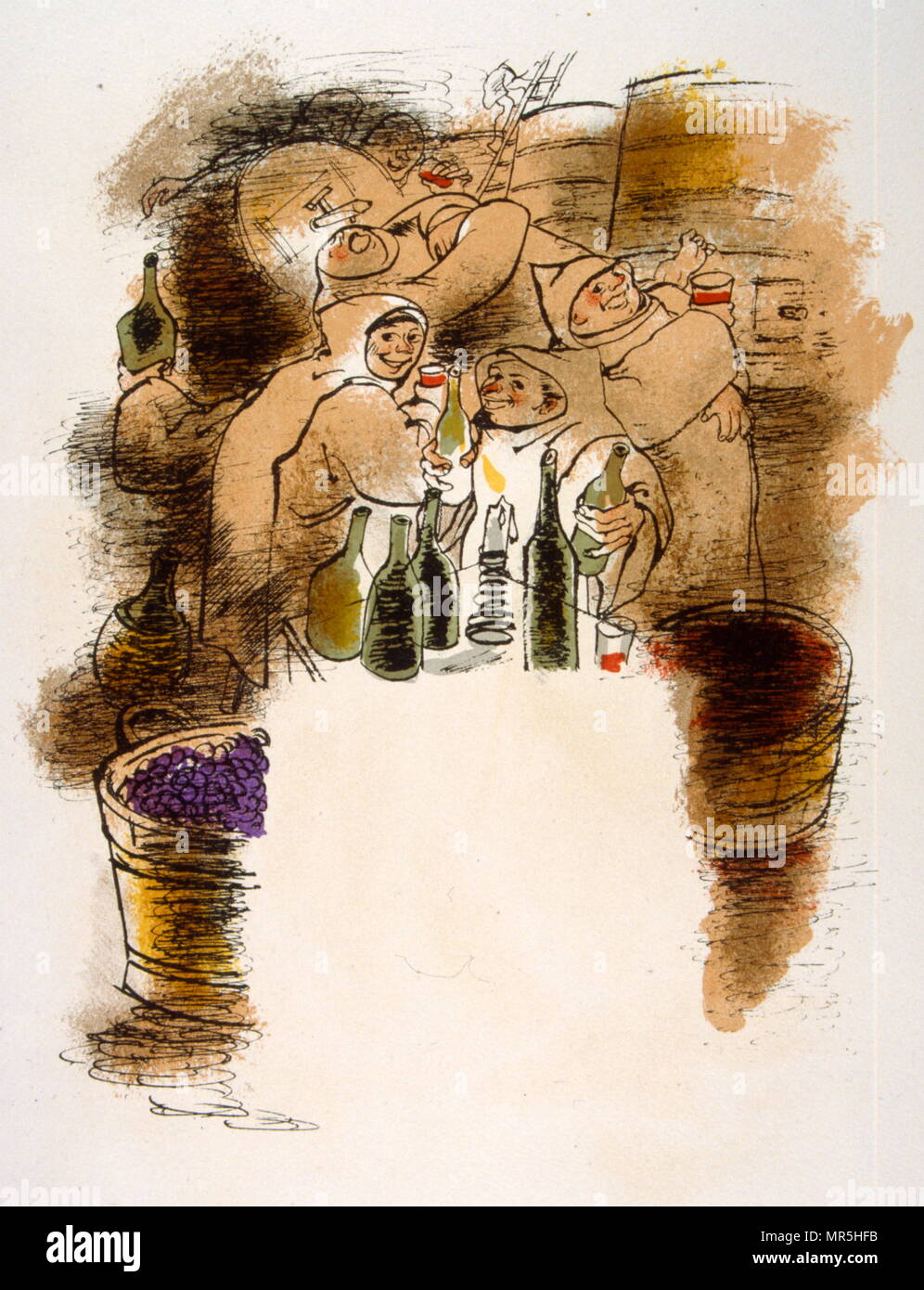 Humorous Wine Illustration 1946, Illustration by Julien Pavil, (1895