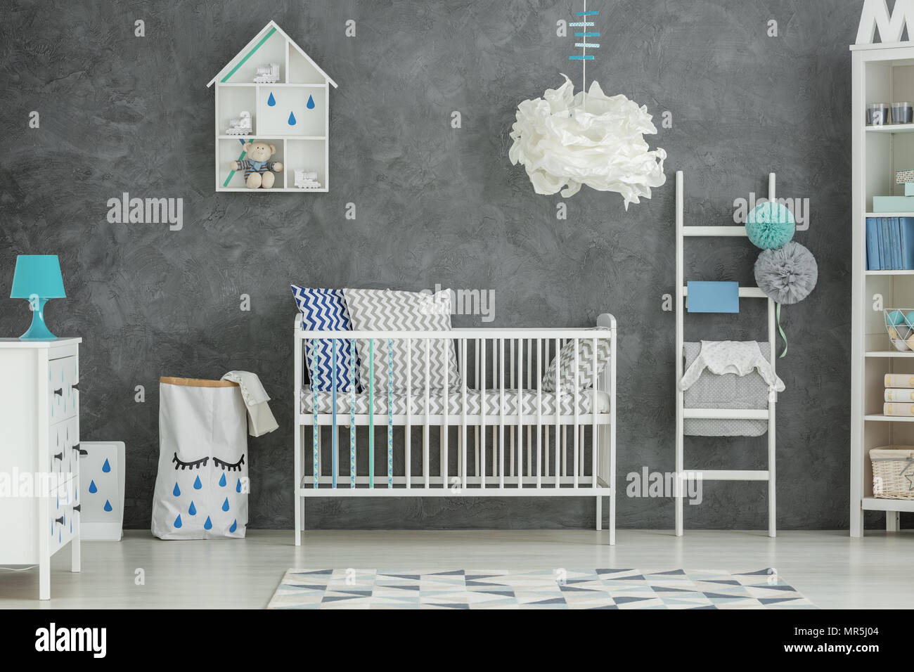 Scandi Style Baby Room With White Cot Stock Photos Scandi Style