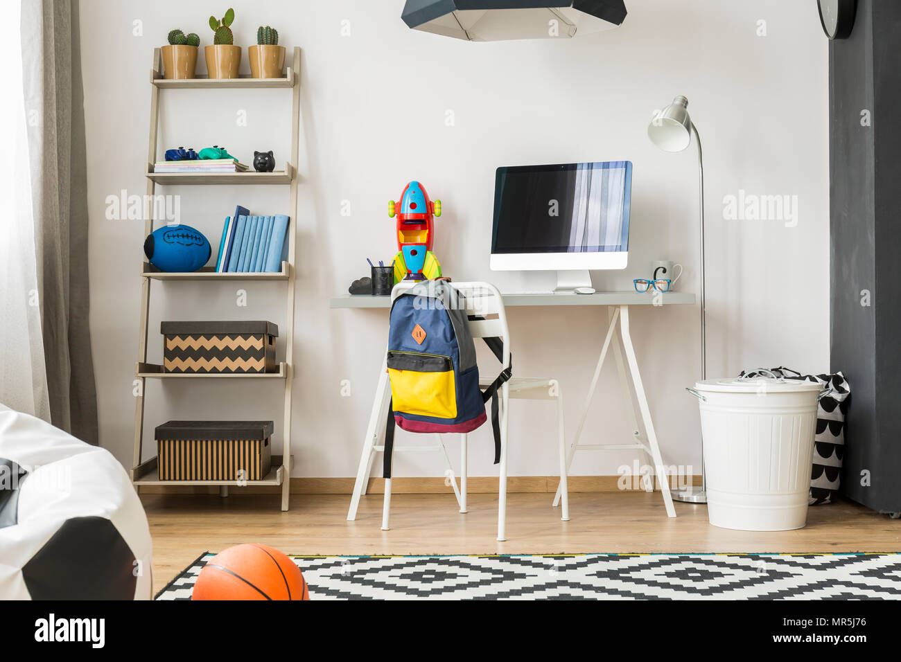 Shot of a stylish teenager room, interior designed in bright colors Stock Photo