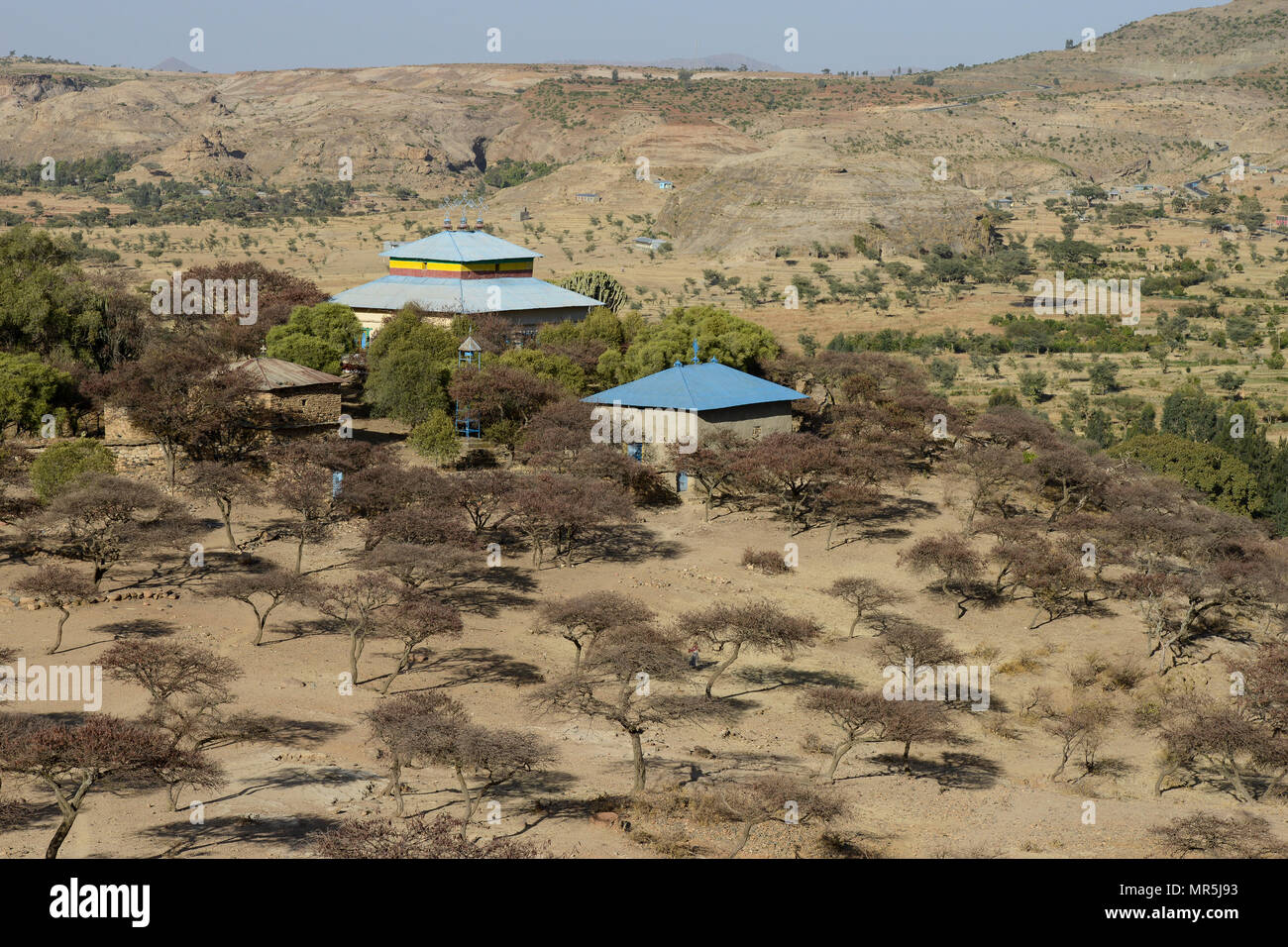 ETHIOPIA, Tigray, near Adwa, ethiopian highlands, orthodox church in landscape / AETHIOPIEN, Tigray, Hochland, orthodoxe Kirche in der Landschaft Stock Photo