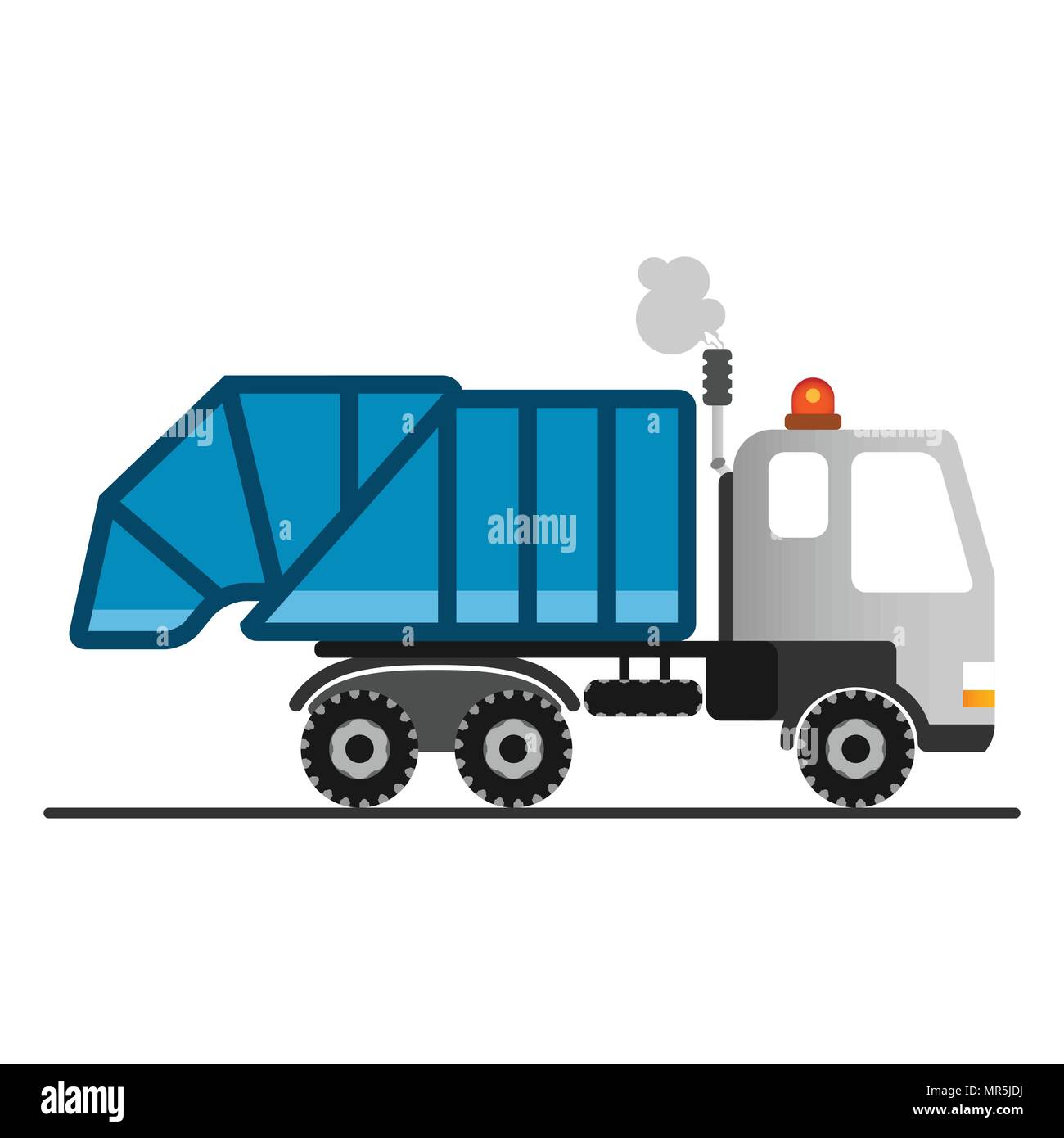 Cartoon garbage truck on white background. Stock Vector