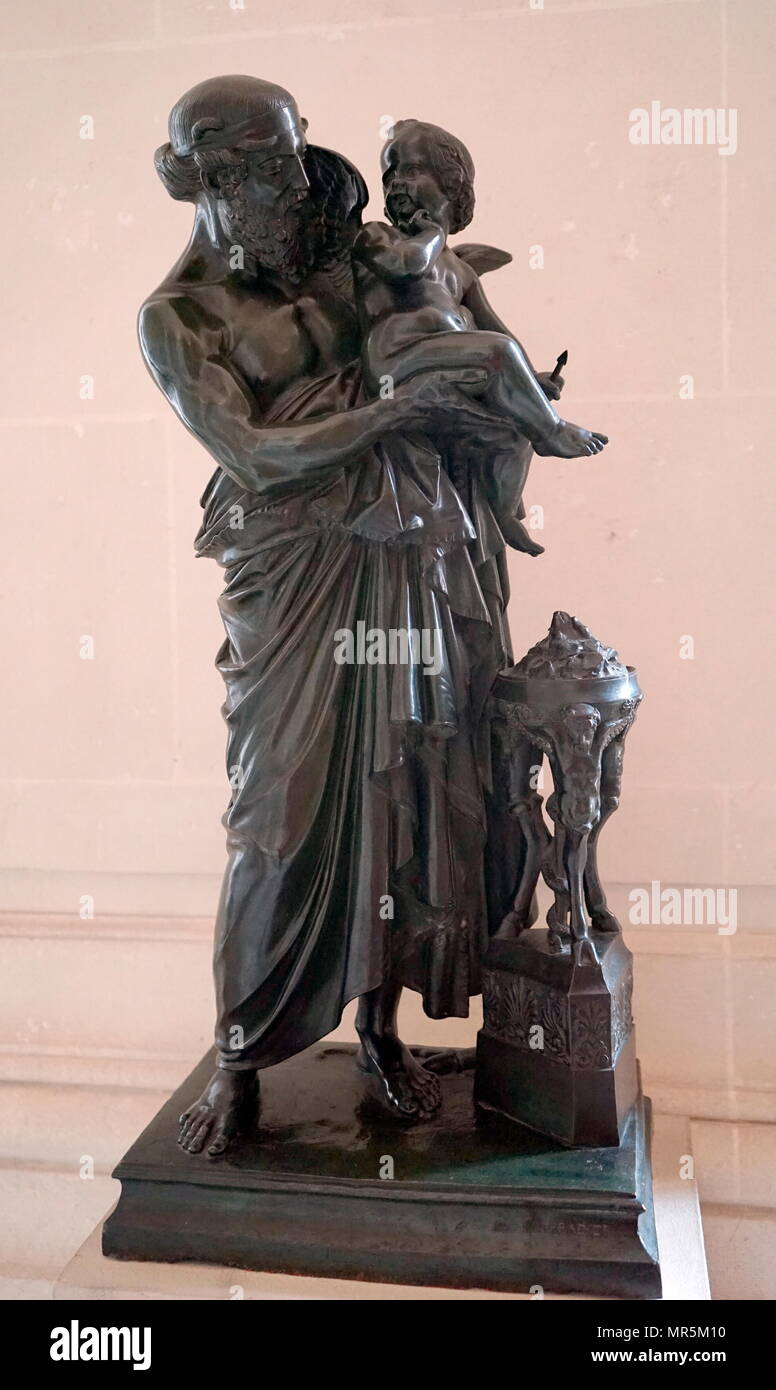 Anacreon et l'Amour; 1845. Bronze sculpture by Jean-Jacques, (James Pradier); 1790 — 1852 Stock Photo