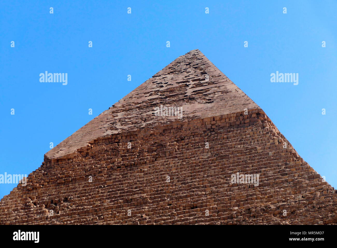 Pyramid of Khafre or of Chephren, is the second-tallest and second-largest of the Ancient Egyptian Pyramids of Giza and the tomb of the Fourth-Dynasty pharaoh Khafre (Chephren), who ruled from c. 2558 to 2532 BC Stock Photo