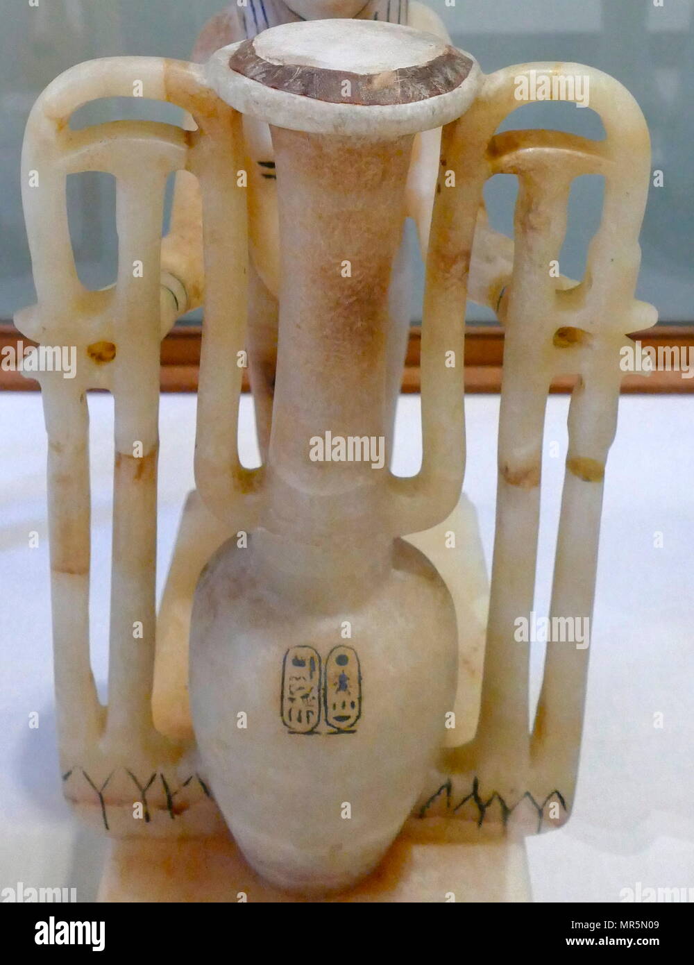 Ornamental unguent vase made from alabaster. From the tomb of King