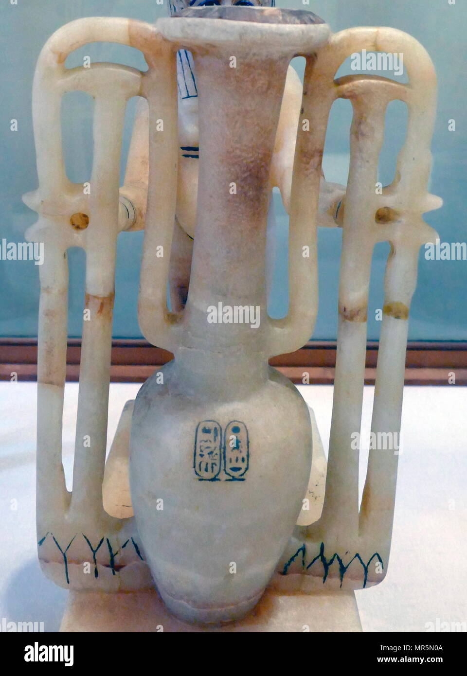 Ornamental unguent vase made from alabaster. From the tomb of King