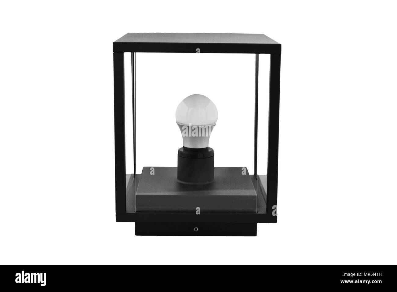 Modern black floor lamp isolated on white background Stock Photo