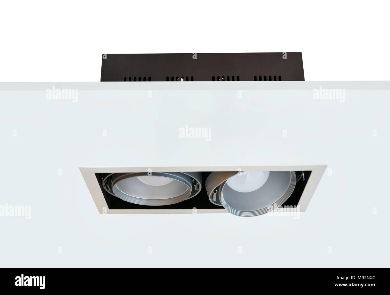 Downlight Or Ceiling Light Installed On A Gray Ceiling Stock