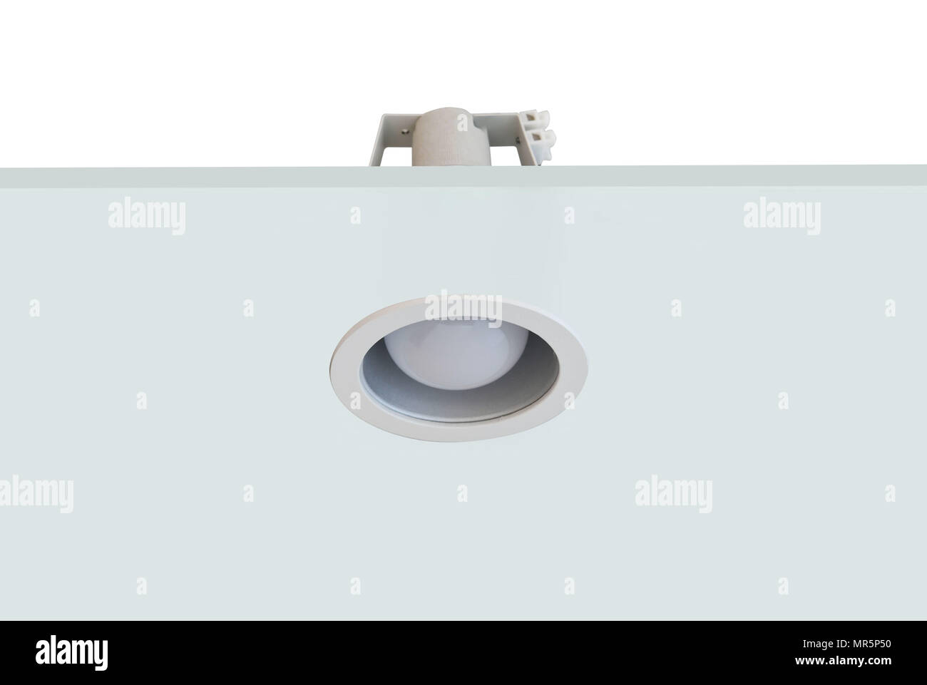 Downlight Or Ceiling Light Installed On A Gray Ceiling Stock Photo