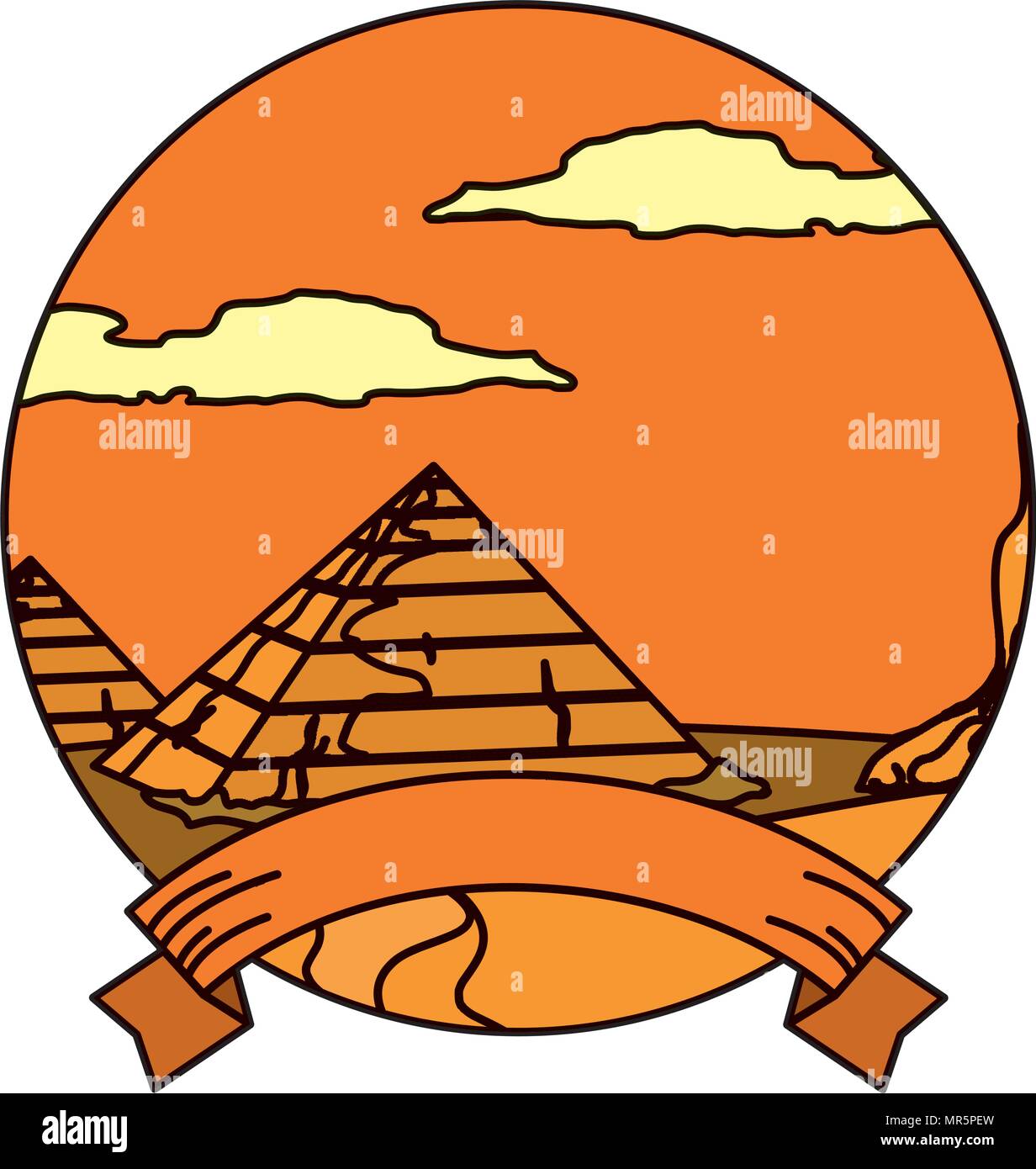 color desert egypt pyramid landscape with ribbon Stock Vector Image ...