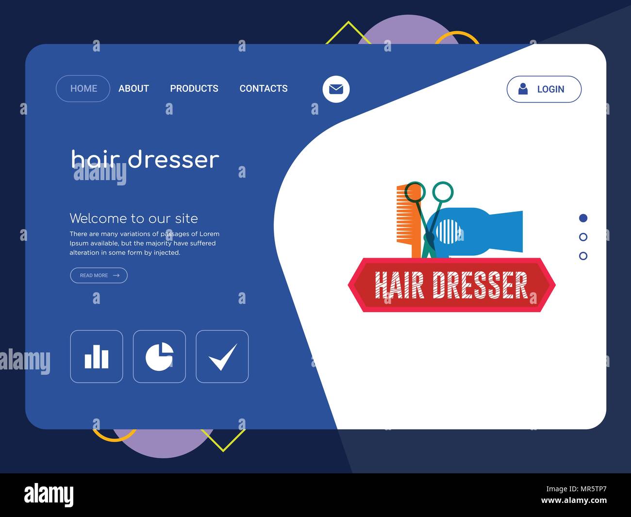 Quality One Page Hair Dresser Website Template Vector Eps Modern