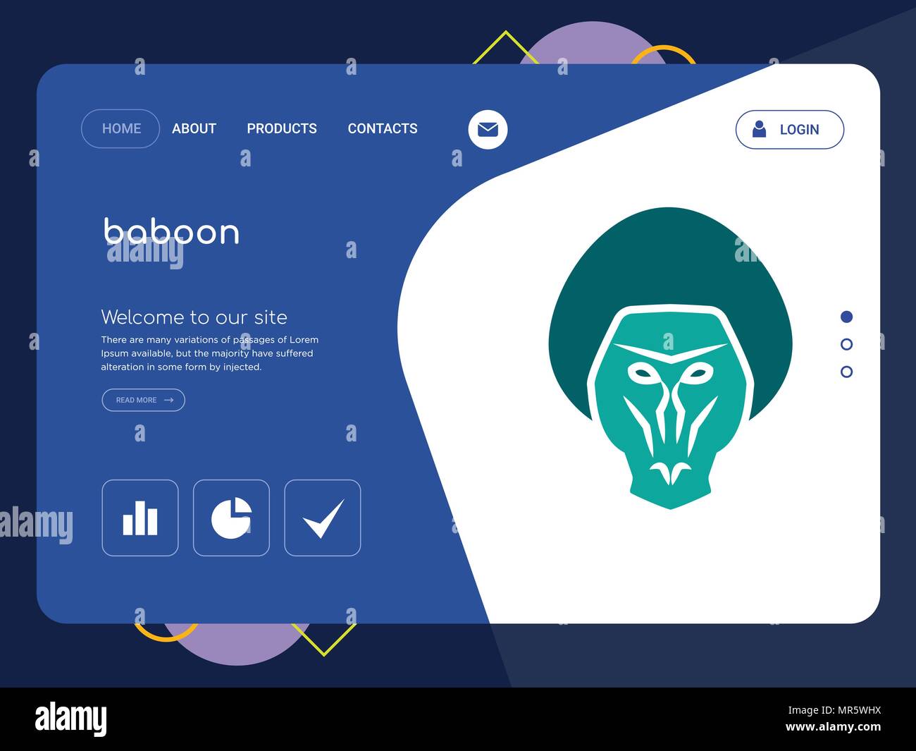 Quality One Page baboon Website Template Vector Eps, Modern Web Design