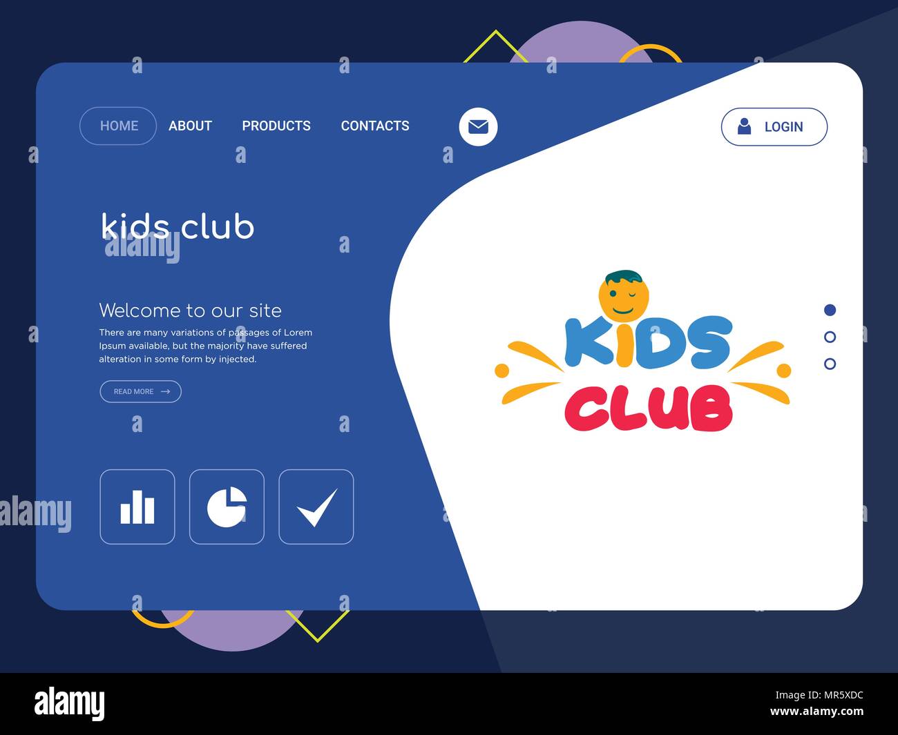 Quality One Page kids club site Template Vector Eps, Modern 