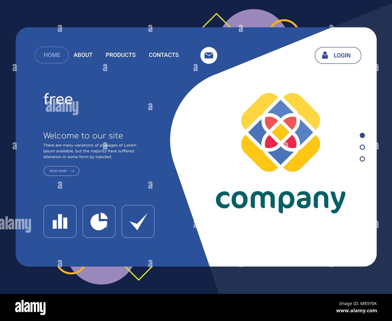 Quality one page free website template vector eps modern web design