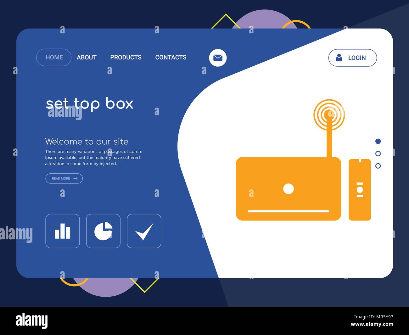 Quality One Page set top box Website Template Vector Eps, Modern Web Design  with flat UI elements and landscape illustration, ideal for landing page  Stock Vector Image & Art - Alamy