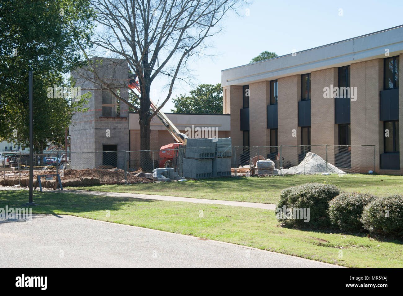 Maxwell AFB, Ala. Ongoing construction for the addition of an elevator for Bldg 1404, Eaker