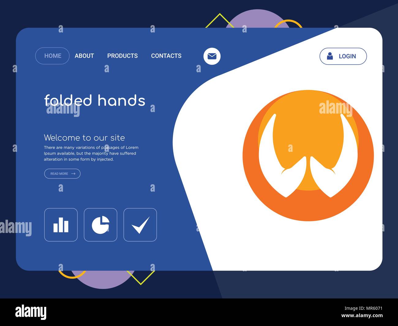Quality One Page folded hands Website Template Vector Eps, Modern Web ...