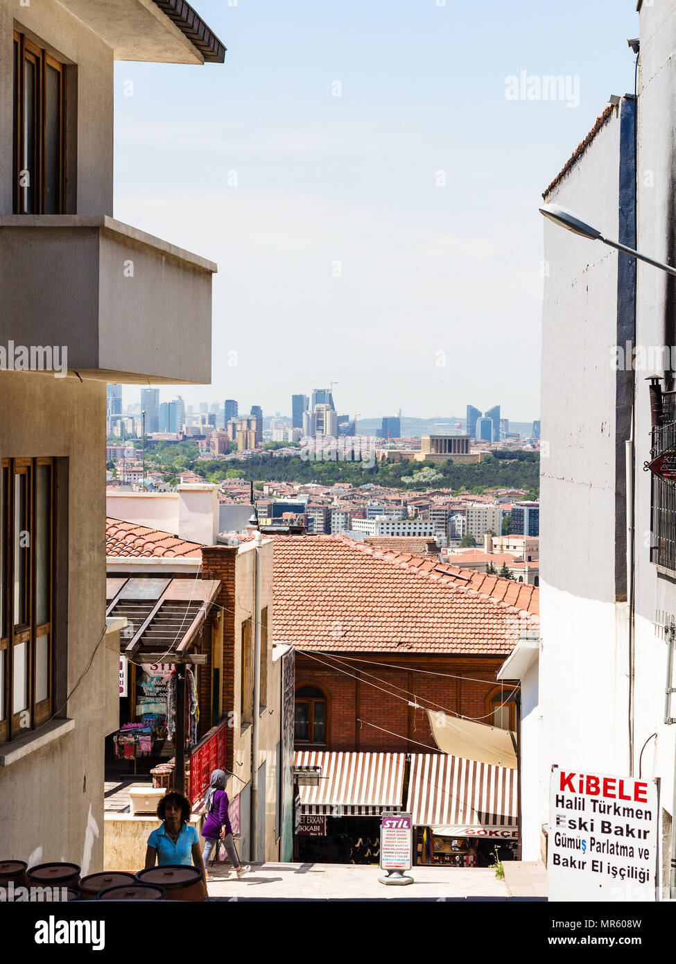 ANKARA, TURKEY - MAY 2, 2018: people on alley and view of Ankara city. Ankara is the capital of the Republic of Turkey Stock Photo