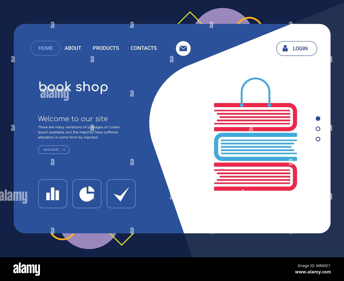 Quality One Page book shop site Template Vector Eps, Modern 