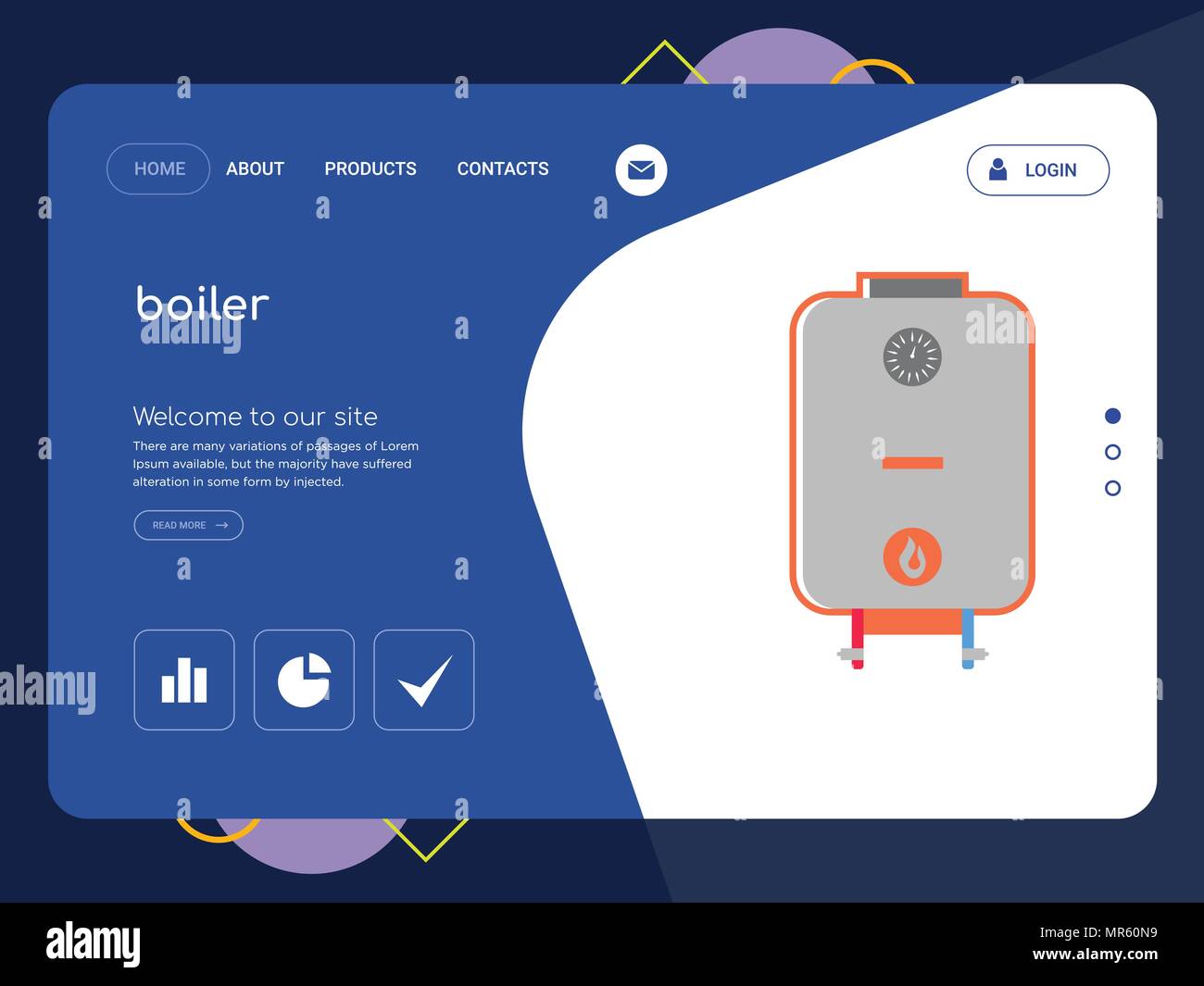 Quality One Page boiler Website Template Vector Eps, Modern Web Design Quality One Page boiler Website Template Vector Eps, Modern Web Design