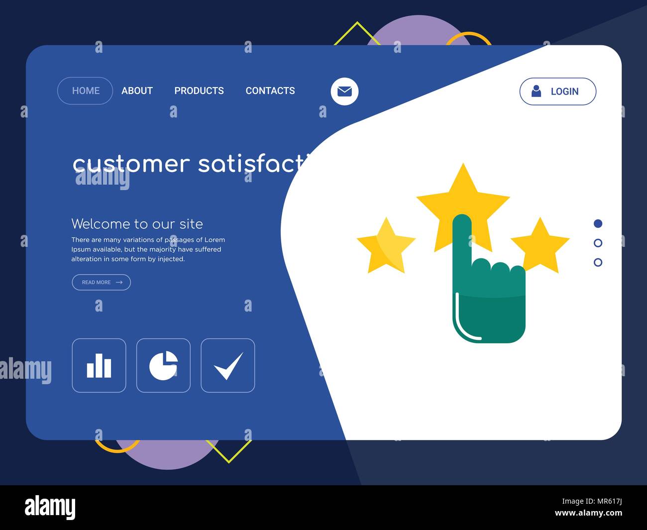 Quality One Page customer satisfaction Website Template Vector Eps ...