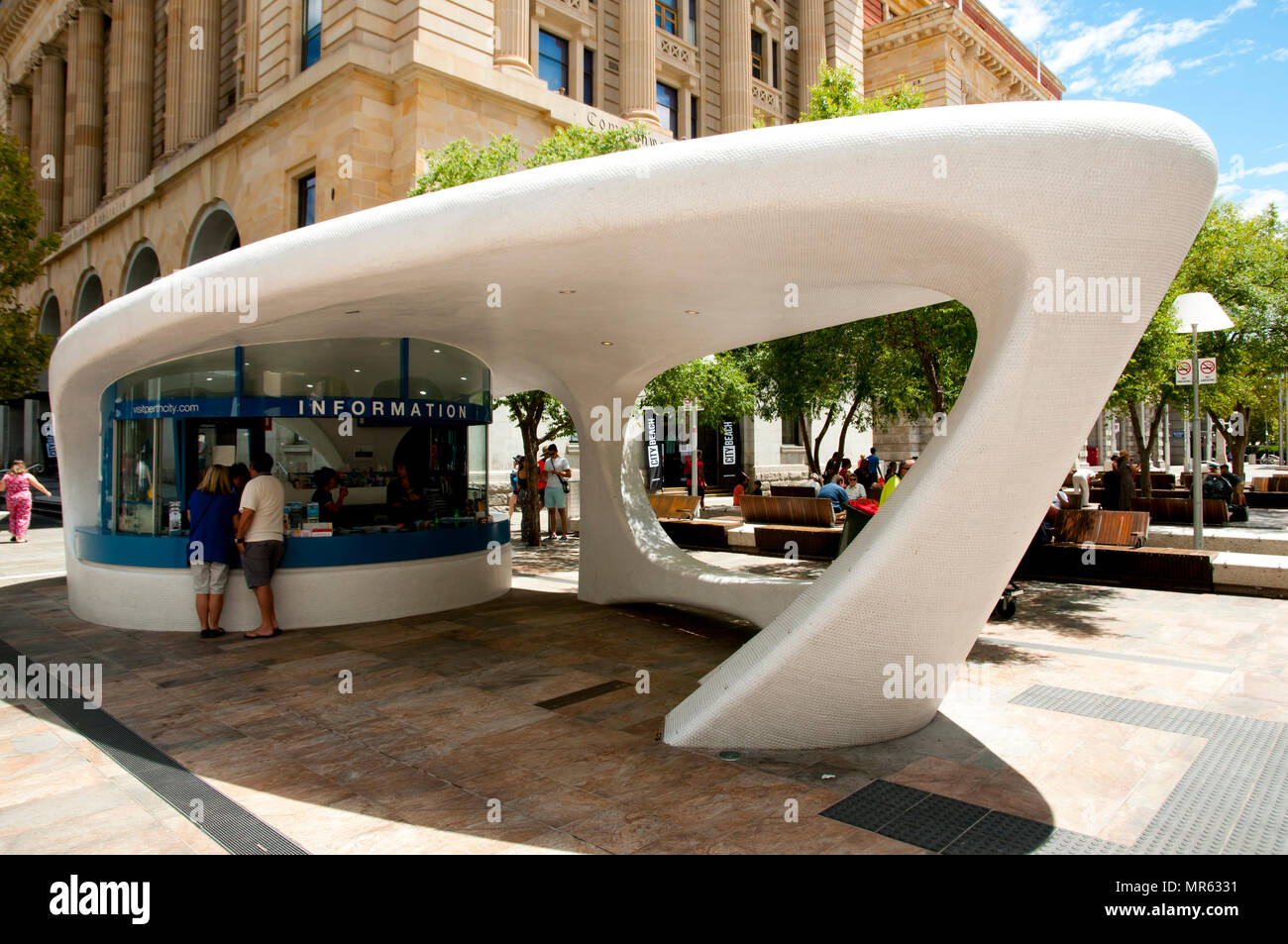 PERTH, AUSTRALIA - February 3, 2018: Information center in the pedestrian area of Forrest Place Stock Photo