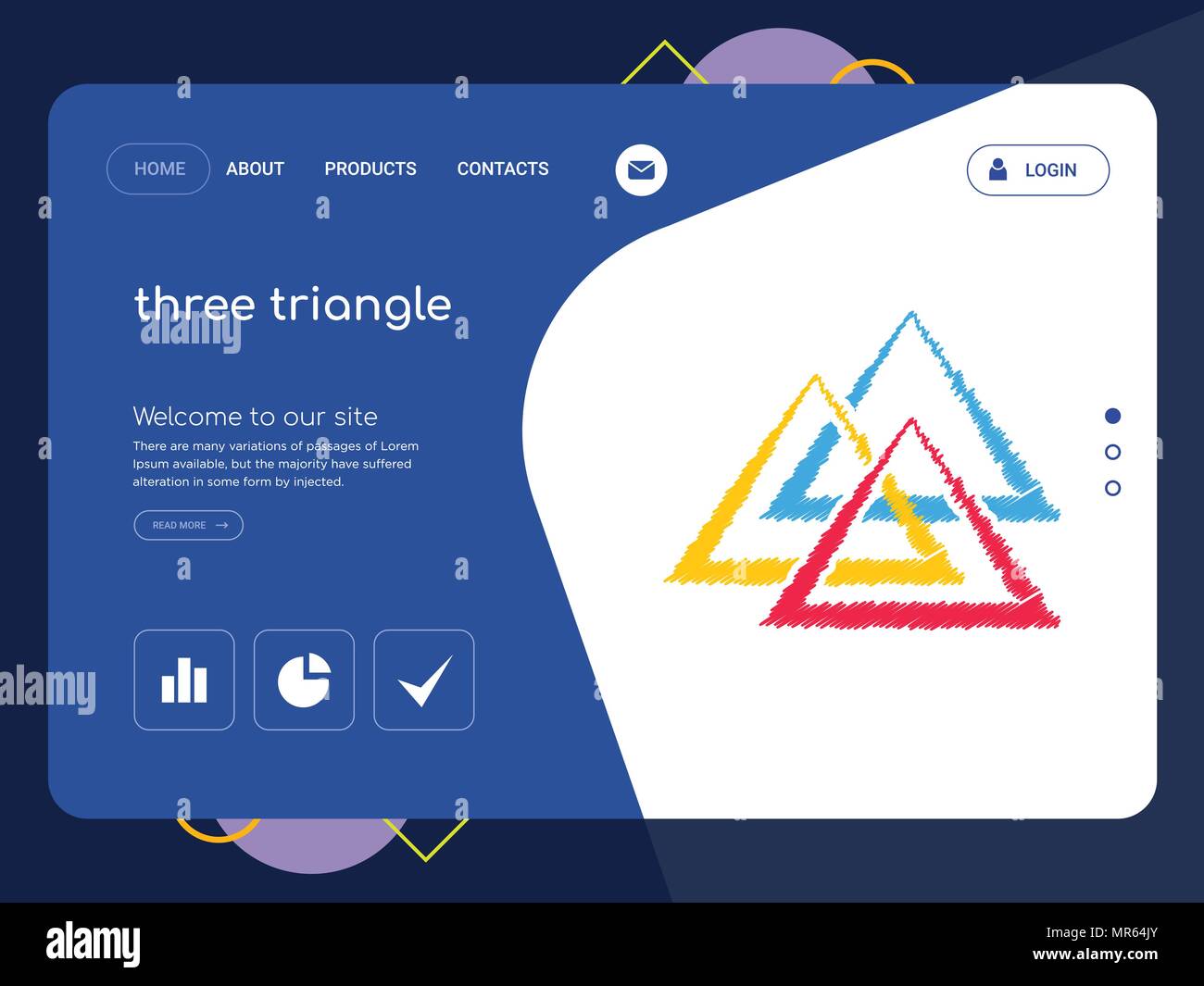 Quality One Page three triangle site Template Vector Eps, Modern 