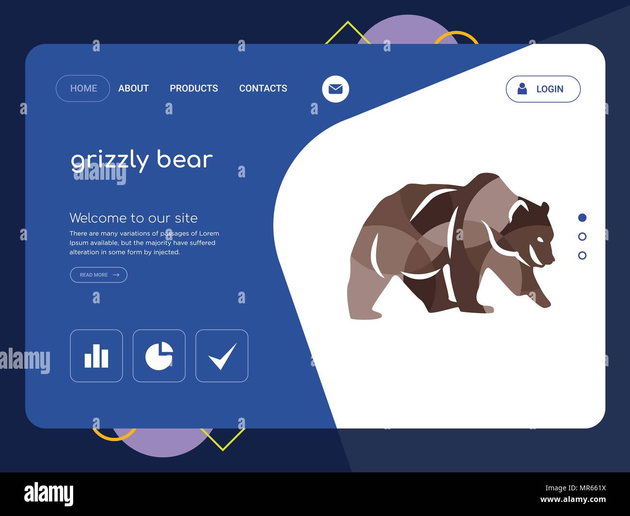 Quality One Page grizzly bear Website Template Vector Eps, Modern Web ...