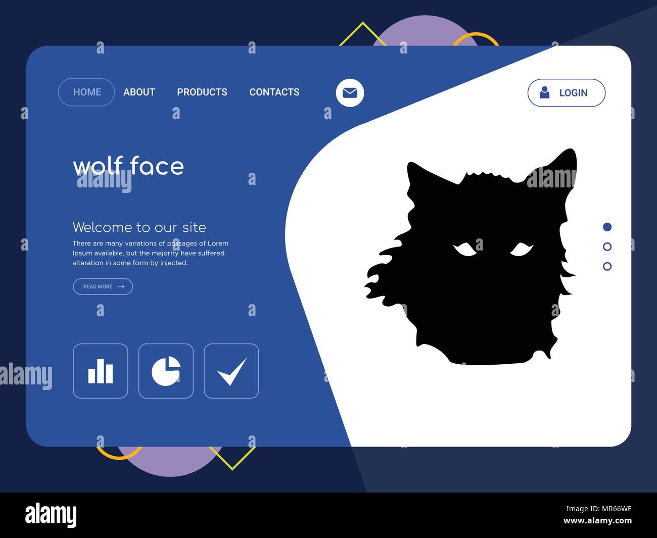 Quality One Page wolf face Website Template Vector Eps, Modern Web ...