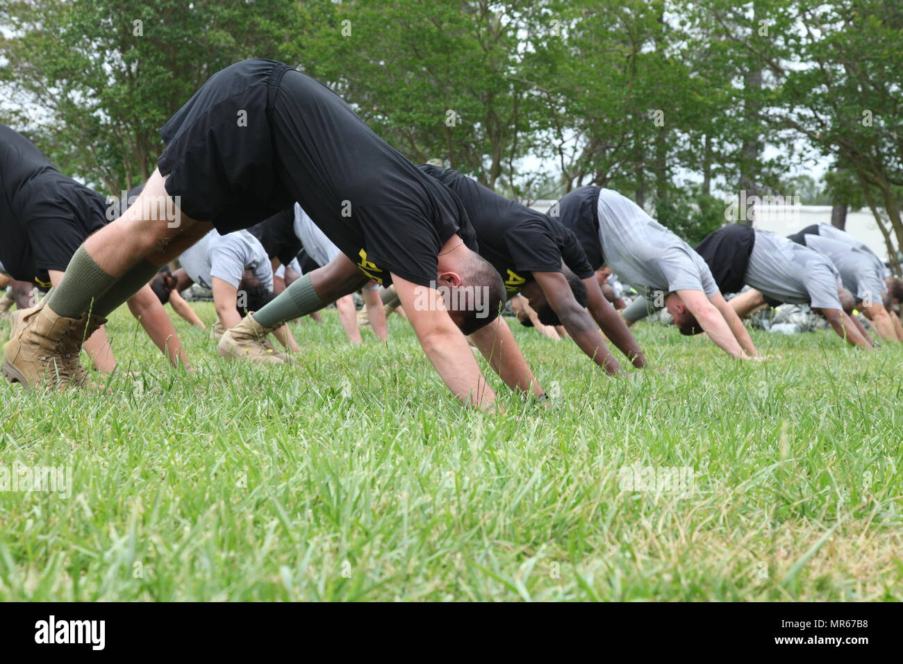 U.S. Soldiers conduct the recovery drill after completion of a ruck ...