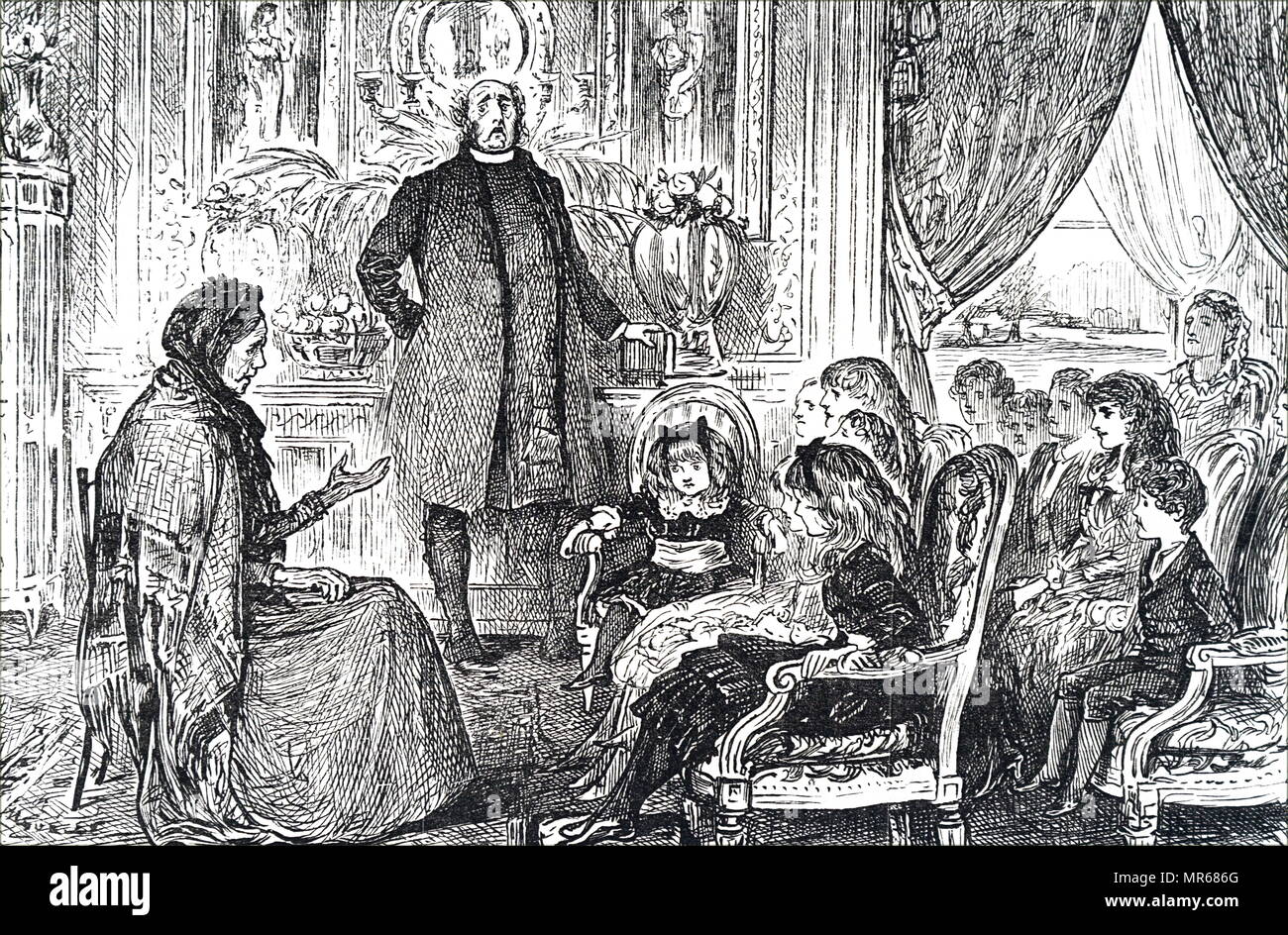 Illustration depicting a Sunday School class in session. Illustrated by George du Maurier (1834-1896) a Franco-British cartoonist and author. Dated 19th century Stock Photo