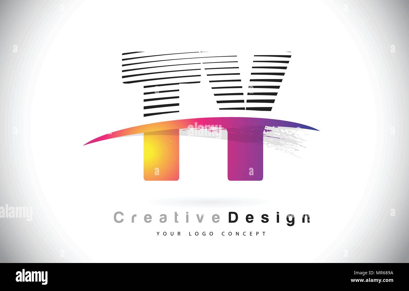 TY T Y Letter Logo Design With Creative Lines and Swosh in Purple Brush ...