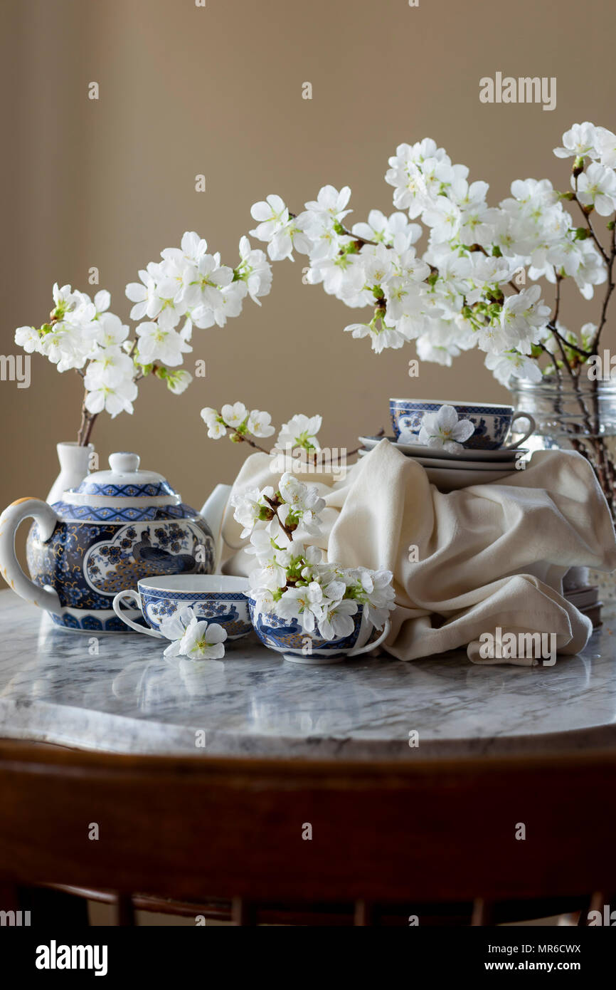 Spring Breakfast Tea on the table Stock Photo