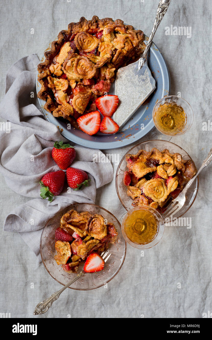 Strawberry Rhubarb Pie, Glutenfree Stock Photo Alamy