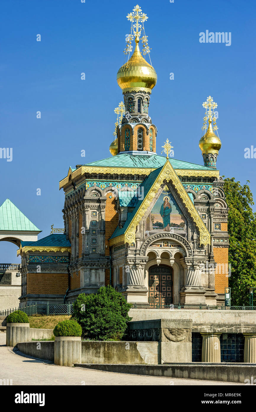 Russian Chapel of St. Mary Magdalene by Leonti Nikolayevich Benois, Mathildenhöhe, Darmstadt, Hesse, Germany Stock Photo