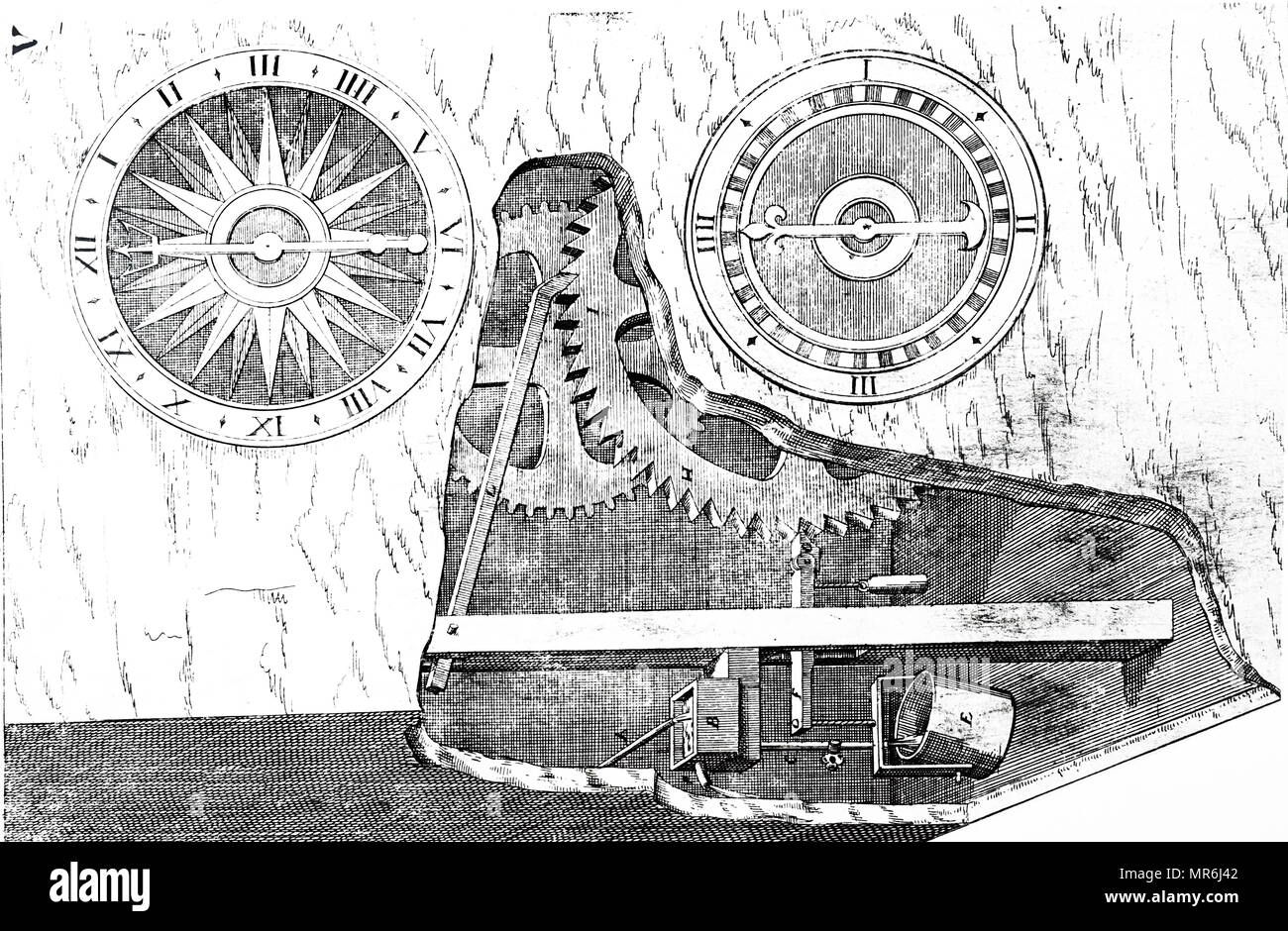 Clepsydra: in which the escapement was operated by the weight of water in different tanks. Dated 1664 Stock Photo