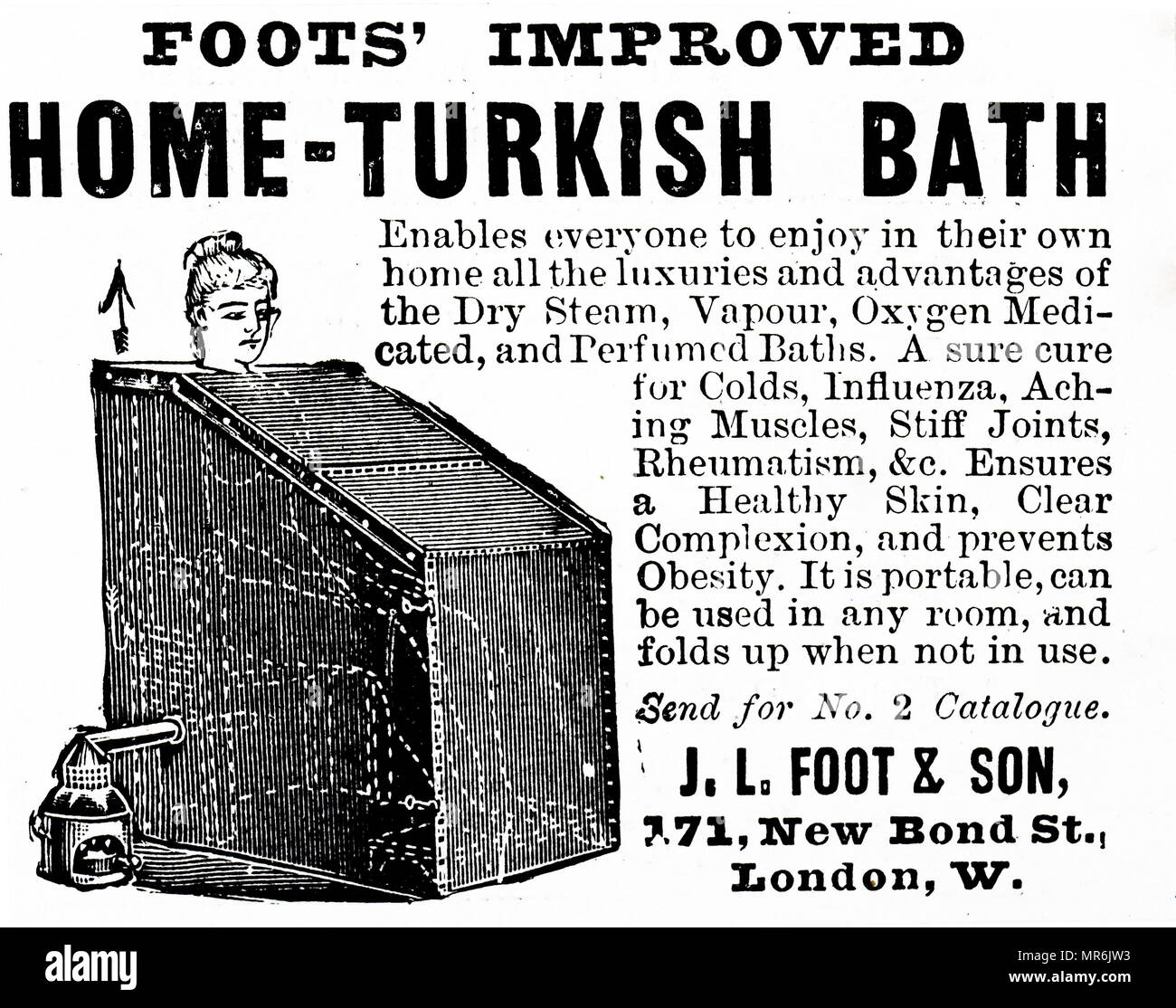 Advertisement for Foot's improved Home-Turkish Bath. Dated 20th century Stock Photo